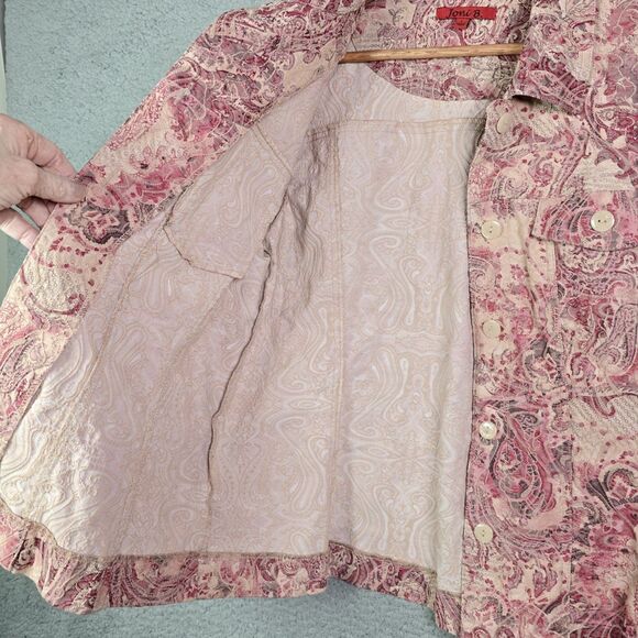 Joni B Blush Rose Paisley Print Shirt Jacket Shacket Large - Picture 11 of 16